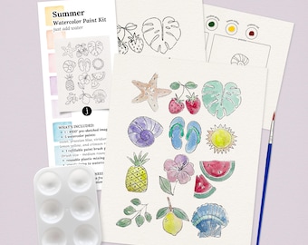 Summer Seasonal Paint Kit | All In One Art Set Gift, Family Paint Party, Creative Date Night