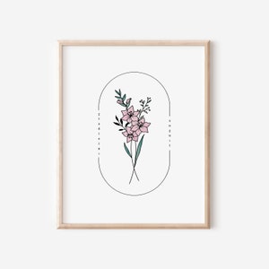 Gladiolus da flor do nascimento de agosto | Arte simples com moldura oval em aquarela para impressão