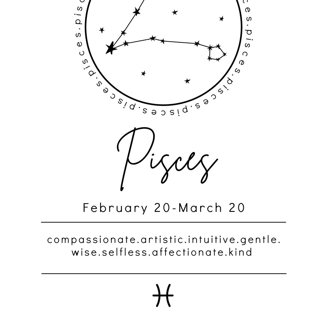 Pisces Zodiac Sign Astrology Chart Attributes Horoscope Etsy