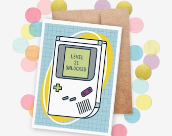 21st Birthday Printable Card | Level 21 Unlocked | Gift for Gamers