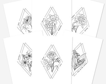 Choose Your Birth Flower | Simple Floral Line Art | Garden Inspired Gift