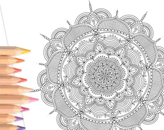 Mandala Petal Bloom | Hand-Drawn Coloring Page Print & Color | Digital Printable