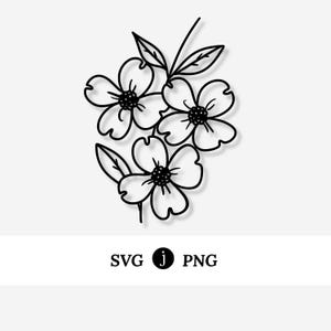 Flowering Dogwood | Illustrated Svg Png Digital Graphic Files | Craft & Cut Files | North Carolina Virginia State Flower
