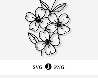Flowering Dogwood | Illustrated Svg Png Digital Graphic Files | Craft & Cut Files | North Carolina Virginia State Flower