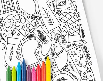 Christmas Stocking Coloring Page: Holiday Family Activity (PDF)
