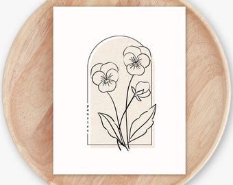 Pansies Flower Unframed Art Print | Floral Illustration Antique Paper Cottagecore Garden Inspired Wall Decor