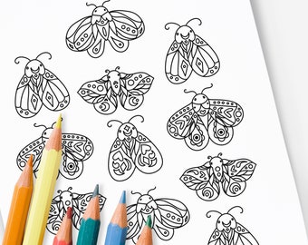 Magical Moths Printable Coloring Page | Hand-Drawn Print & Color | Free Tester Blender Sheets