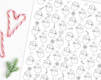 Snowman Coloring Page | Christmas Digital Printable