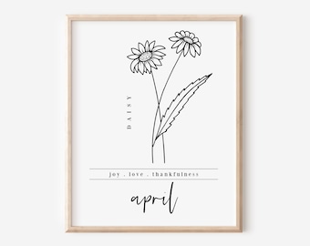 April Birth Flower Daisy Printable | Floral Accent Art | Garden Inspired Birthday Gift