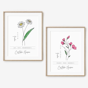 April Birth Flower Unframed Art Print | Personalized Name Custom Floral Illustration Wall Decor Birthday Gift