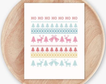 HO HO HO | Festive Colorful Art Printable | Christmas Decorations