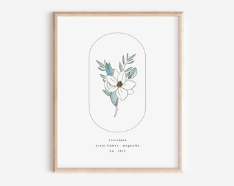 Louisiana State Flower | Magnolia Watercolor Floral Art Printable | Nature Inspired Gift