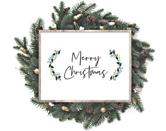 Merry Christmas Art Printable | Holiday Decorations | Digital Wall Decor
