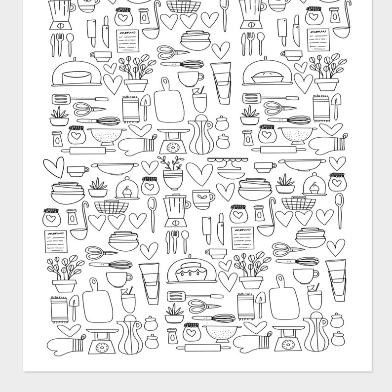 Kitchen Baking & Appliances Coloring Page Digital Printable Coloring Sheet for Teens Adults Foodie Inspired image 5