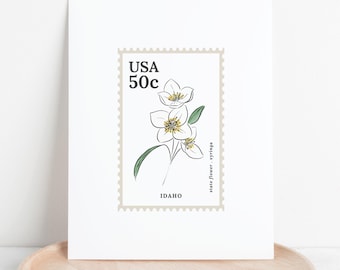Idaho US State Flower Printable Stamp | Syringa Watercolor Digital Wall Art