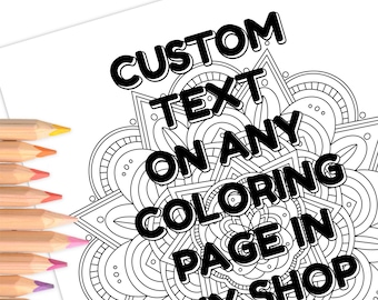 Custom Text On Any Coloring Page In My Shop | Personalized Coloring Page