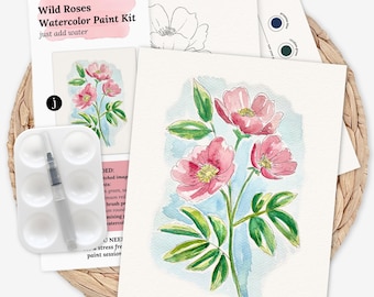 Wild Rose Watercolor Paint Kit | All In One Art Set Gift, Family Paint Party, Date Night