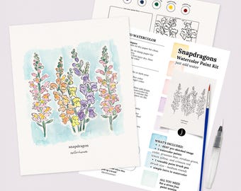 Snapdragon Flower Watercolor Art Paint Kit | Just Add Water Paint Party