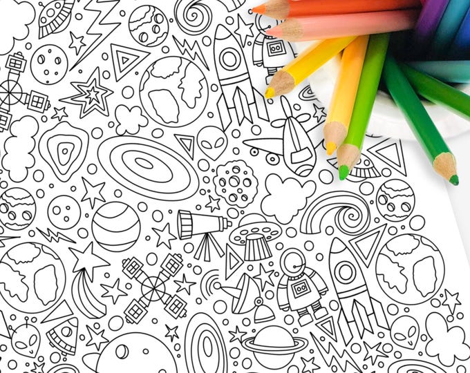 Space Astronomy & Science | Hand-Drawn Coloring Page Printable