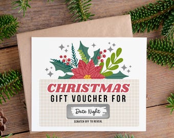 3 PK Scratch Christmas Voucher Scratch Off Cards + Envelopes | DIY Personalized Gift Surprise Notecards