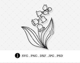 Lily of the Valley Flower | Svg Png Dxf Jpg Pdf Digital Graphic Files | Craft & Cut Files | May Birth Flower Art
