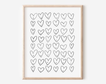 Black + White Hearts & Smiley Hearts | Valentines Art Printables