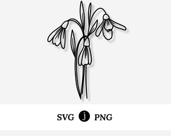 Snowdrop Flower | Illustrated Svg Png Digital Drawing Graphic | Craft & Cut Files | January Birth Flower