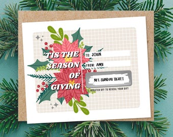 3 PK Scratch Christmas Holiday Gift Cards + Envelopes | DIY Personalized Gift Surprise Notecards