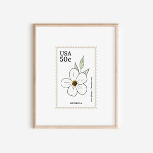 Georgia US State Flower Stamp | Cherokee Rose Watercolor Floral Art Printable