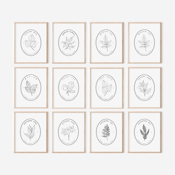 12 Month Pack Birth Tree Birth Wood Printables