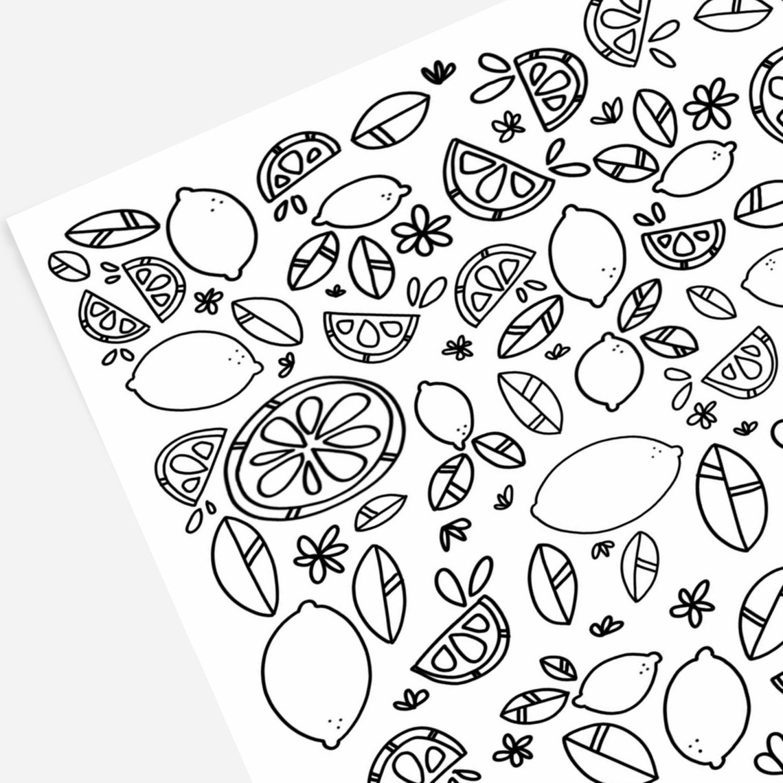 Lemons Citrus Printable Coloring Page | Hand-drawn Digital Coloring ...