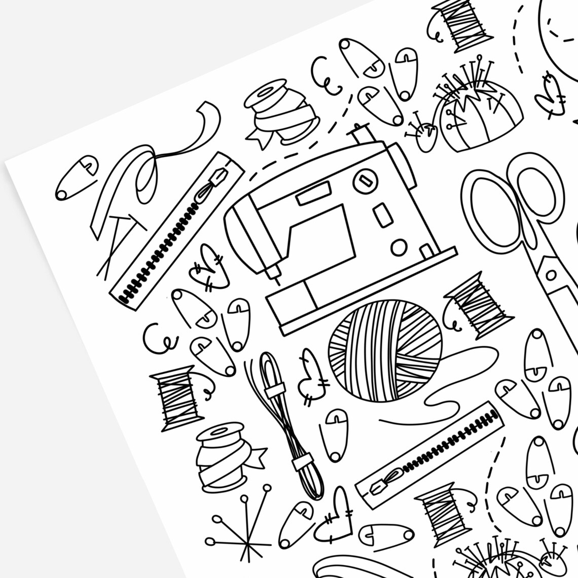 Sewing & Crafts Coloring Page Digital Printable | Etsy
