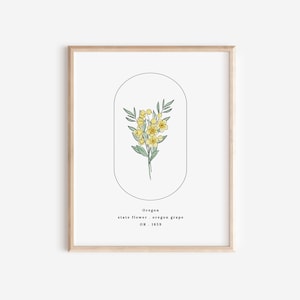 Oregon State Flower | Oregon Grape Watercolor Floral Art Printable