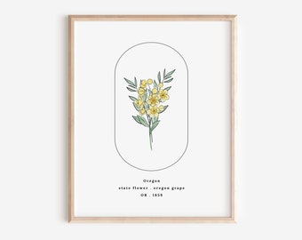 Oregon State Flower | Oregon Grape Watercolor Floral Art Printable
