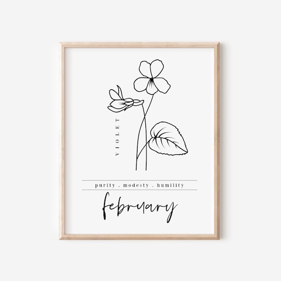 Febrero Nacimiento Flor Violeta / Blanco y Negro Arte - Etsy México Febrero Nacimiento Flor Violeta / Blanco y Negro Arte - Etsy México