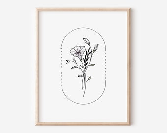 September Birth Flower Morning Glory | Watercolor Oval Frame Simple Art Printable