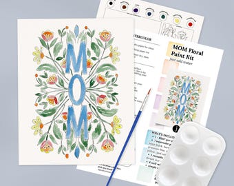MOM Floral Watercolor Paint Kit | Just Add Water Art Set for Mother's Day Gift