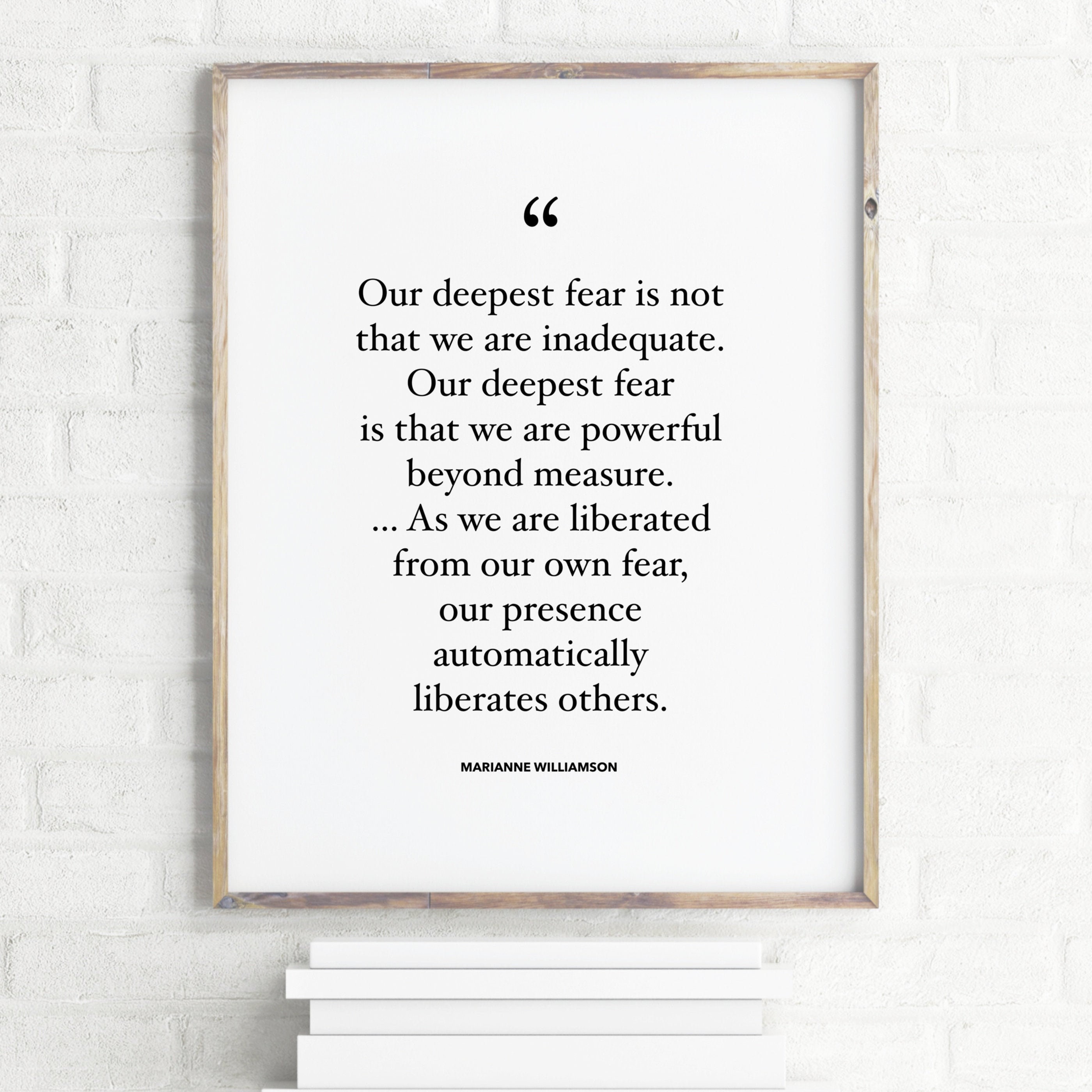 Our Deepest Fear Poem Marianne Williamson Black and White | Etsy