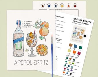 Aperol Spritz Cocktail Paint Kit | Just Add Water Art Kit for Brunch or Bachelorette Party
