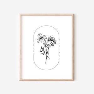 February & June Birth Flower Printable | Simple Line Art | Floral Line Art Tattoo Design