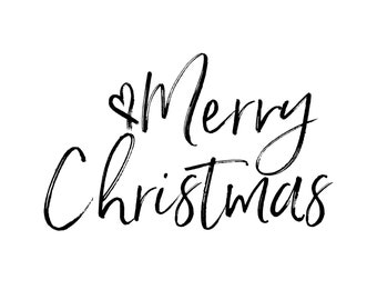 Merry Christmas & Heart Text Overlay | PNG Clip Art | Brush Script Font