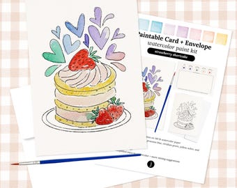 Strawberry Shortcake Watercolor Paint Kit in Bulk | 5X7" Card, Envelope, Brush, & Palette