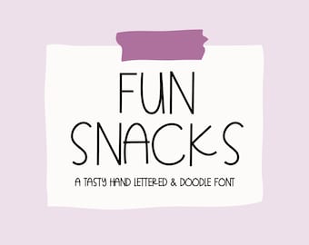Leuke snacks Een smakelijke handletterlettertypen en extra's | TTF-bestand | Eigenzinnig speels lettertype Dingbats Doodle lettertype