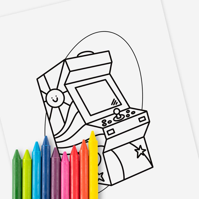 Retro Arcade Game Coloring Page Digital Printable | Nostalgic Gamer ...