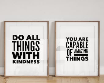 12 Pk Positive Phrase & Sayings Collection No. 4 | Printable Art Black and White Wall Decor Motivational Quote Inspirational Digital Prints