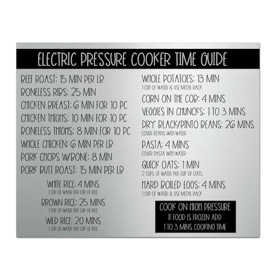 Electric Pressure Cooker Time Chart