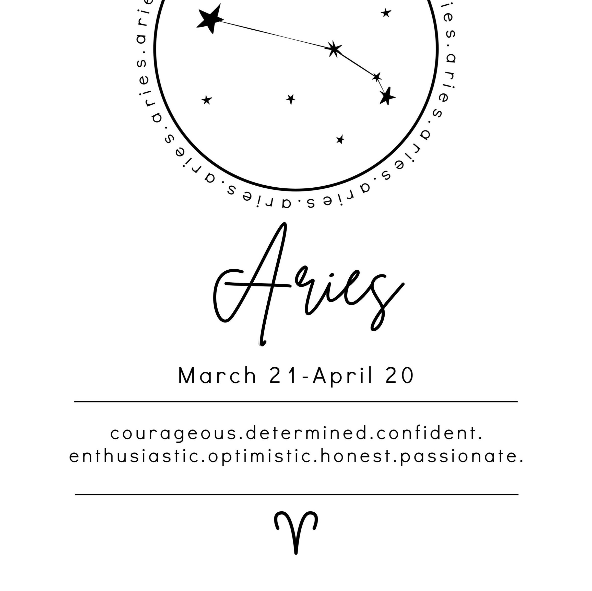 Aries Zodiac Sign Astrology Chart Attributes Horoscope Etsy Canada