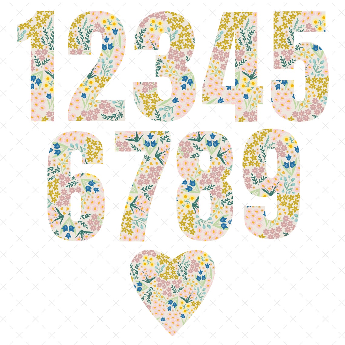 Alphabet Letters Numbers PNG & JPEG | Wildflower Pattern | Typography ...