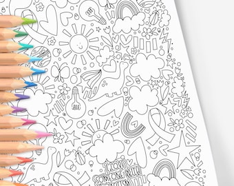 I Love Someone with Autism | Autism Acceptance & Celebrate | Hand-Drawn Coloring Page