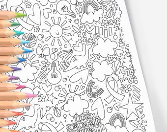 I Love Someone with Autism | Autism Acceptance & Celebrate | Hand-Drawn Coloring Page